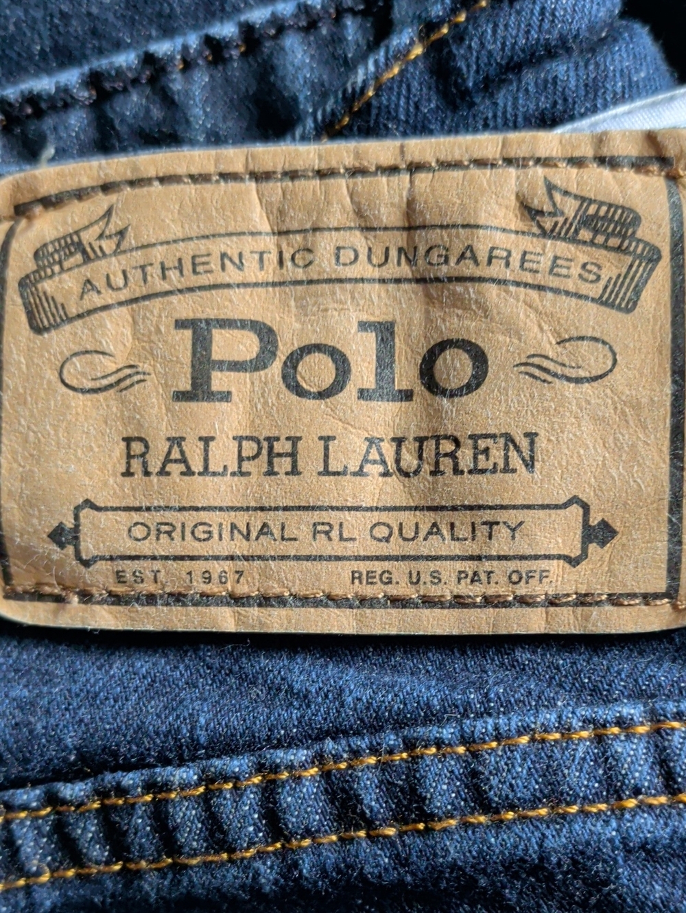 Boys Size 14 Ralph Lauren Raw Denim with Leather Patch